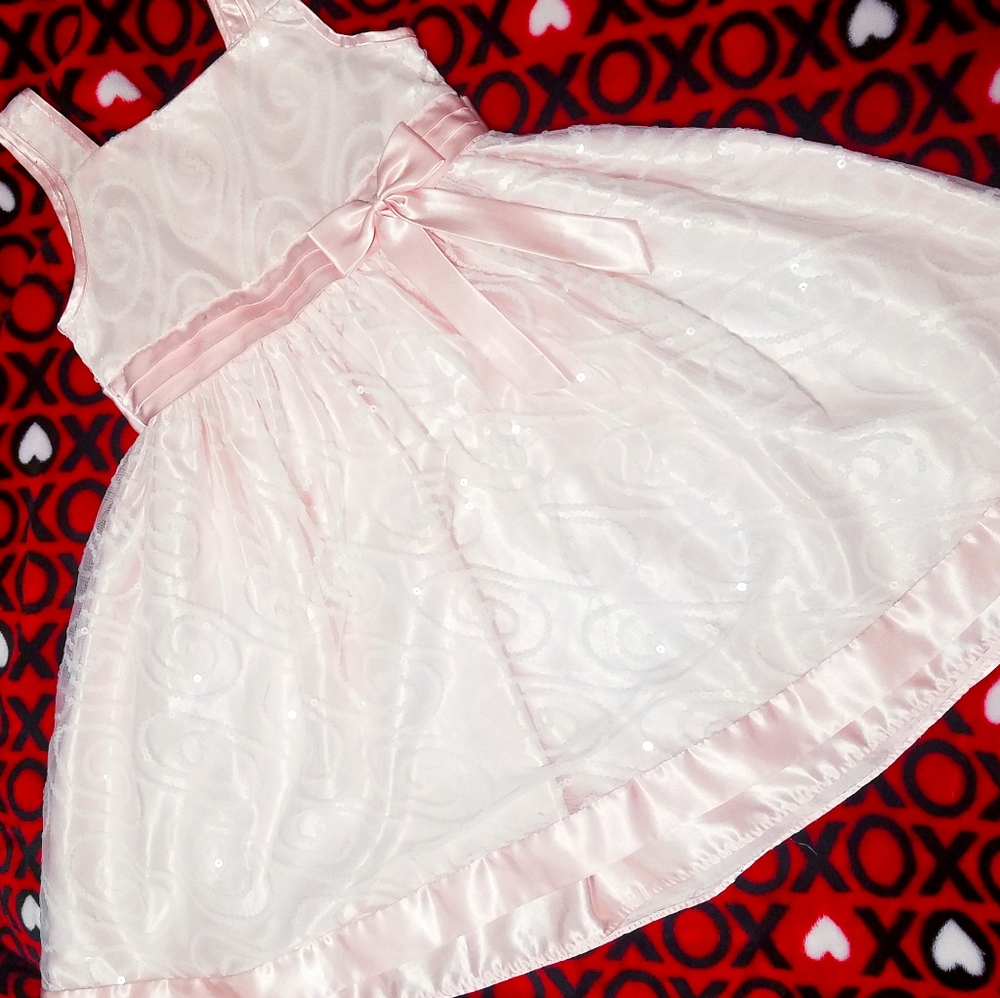 Little Girl's Pretty Pink Dress with Pink Satin Bow